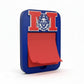 Xpress It Graphics blue sticky note holder with red 'M' and lion emblem, perfect for office or school.